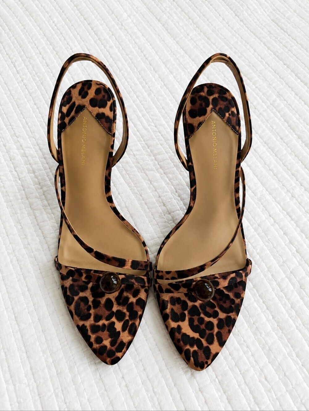 Antonio Melani Leopard Print Slingback Heels Pointed Toe Tortoise Detail 8.5 NWT